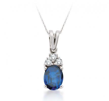 1.85 ct. Pırlanta Safir Kolye